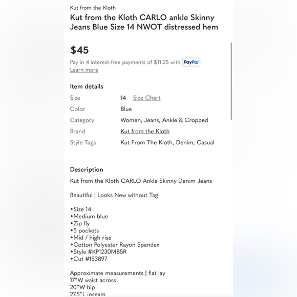 Kut from the Kloth Carlo ankle skinny distressed he skinny jeans and - Picture 2 of 9